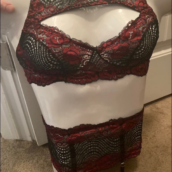 Other - Red and black lingerie with garter